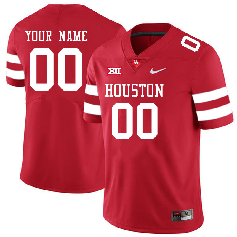 Custom Houston Cougars Name And Number College Football Jerseys Stitched-Red - Click Image to Close